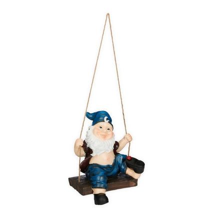 Garden gnome on a swing