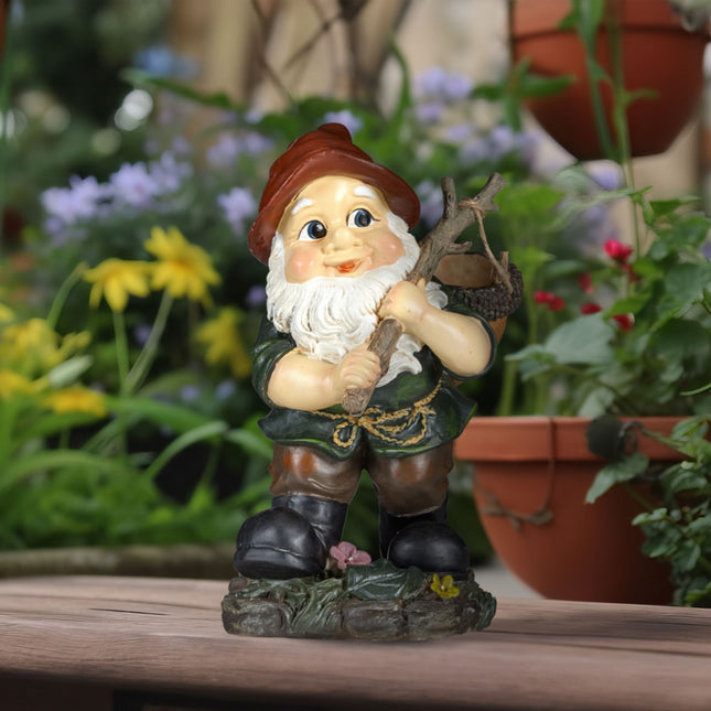 Garden gnome with acorn basket