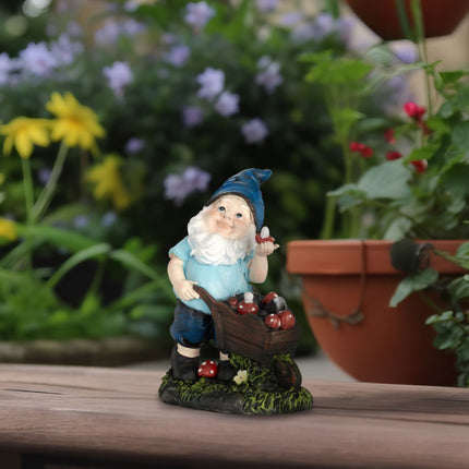 Garden gnome with mushrooms