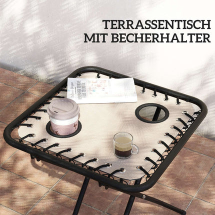 Folding outdoor chair, 3-part with cushions and table