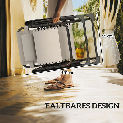Folding outdoor chair, 3-part with cushions and table