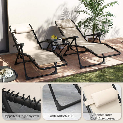 Folding outdoor chair, 3-part with cushions and table