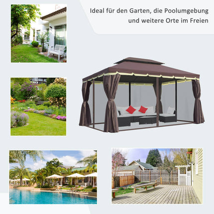 Weatherproof garden tent, 4 sides, mosquito net, 390x290x280 cm