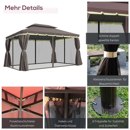 Weatherproof garden tent, 4 sides, mosquito net, 390x290x280 cm