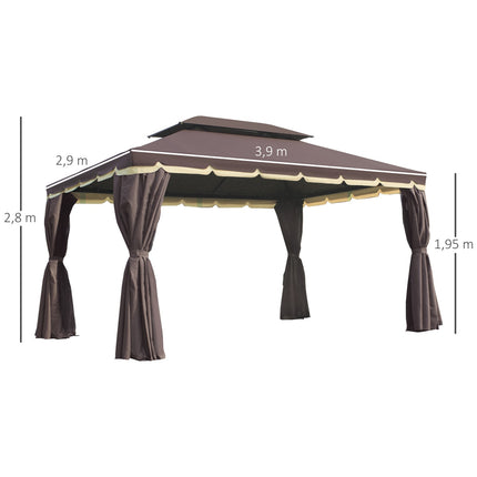 Weatherproof garden tent, 4 sides, mosquito net, 390x290x280 cm