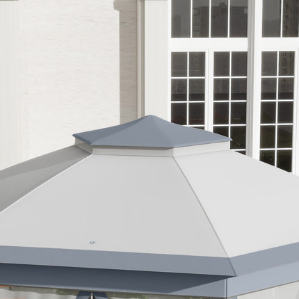 Hexagonal pop-up party tent, 4x4m, with 6 side panels, grey