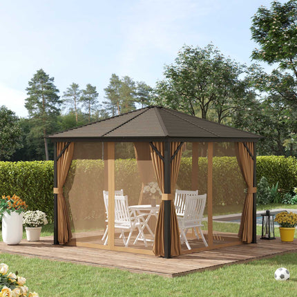 Garden pavilion marquee, 3x3m, double side walls, bronze
