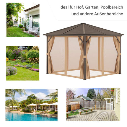 Garden pavilion marquee, 3x3m, double side walls, bronze
