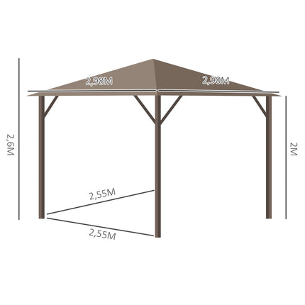 Garden pavilion marquee, 3x3m, double side walls, bronze