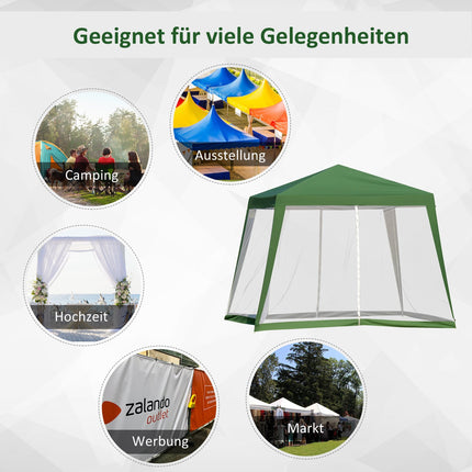 Weatherproof 3x3m green pavilion tent with mosquito net