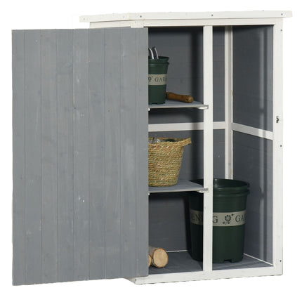 Tool storage for garden shed, spruce, 75x56x115cm, black/grey/white