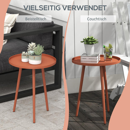 Weather-resistant round steel outdoor side table, Ø40x50H cm