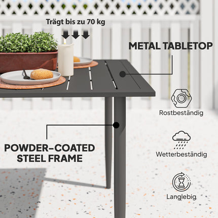 Rectangular outdoor table in steel, 150x90cm, Black