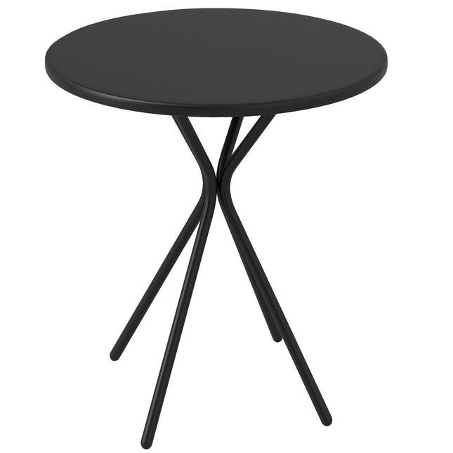 Round black outdoor steel table, Ø60 x 70 cm - weatherproof & padded