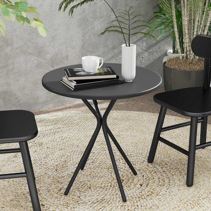 Round black outdoor steel table, Ø60 x 70 cm - weatherproof & padded