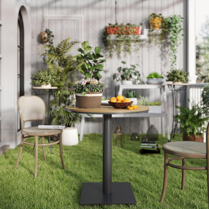 Round steel garden table - weatherproof, 70 cm slat design