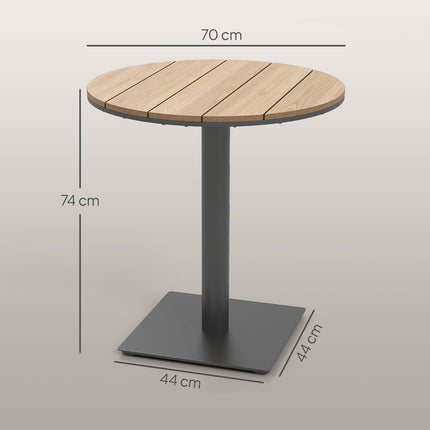 Round steel garden table - weatherproof, 70 cm slat design