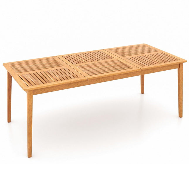 Garden table acacia wood 200 x 90 cm large patio table for 8 people natural