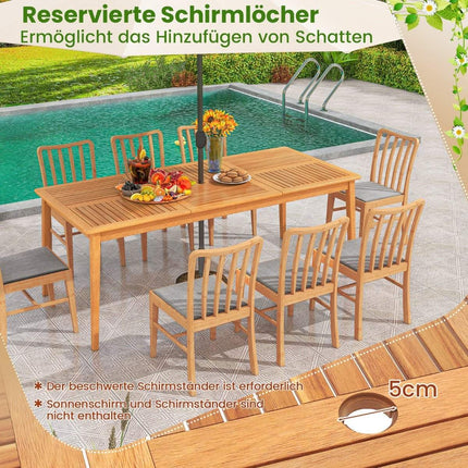 Garden table acacia wood 200 x 90 cm large patio table for 8 people natural