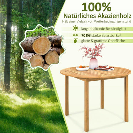 Garden table acacia wood dining table round for 4 people bistro table wooden table for yard 110 x 110 x 75 cm natural