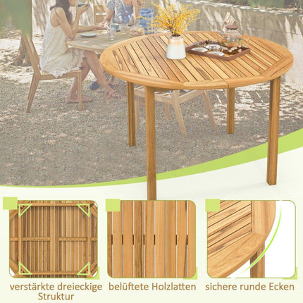 Garden table acacia wood dining table round for 4 people bistro table wooden table for yard 110 x 110 x 75 cm natural