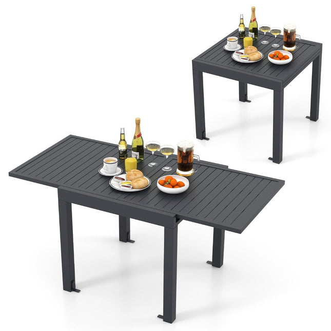 Tuintafel aluminium uitschuifbaar 80/160 x 80cm eettafel weerbestendig donkergrijs