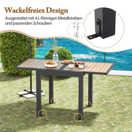 Garden table aluminum extendable 80/160 x 80 cm weatherproof dining table with table top in wood look