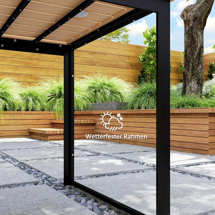 Outdoor dining table, 6-seater weather-resistant wooden look