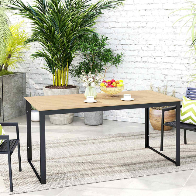Outdoor dining table, 6-seater weather-resistant wooden look
