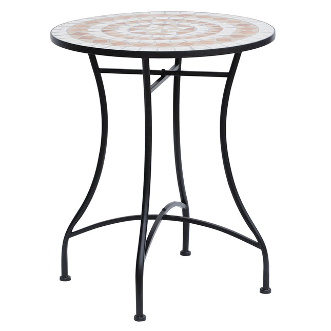 Round Mosaic Garden Table, Steel & Ceramic, Ø60 x H71 cm