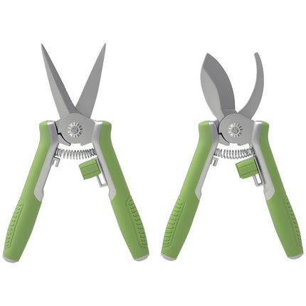 Garden tool set 2 pieces garden tool made of stainless steel garden tools with garden shears pruning shears green + silver