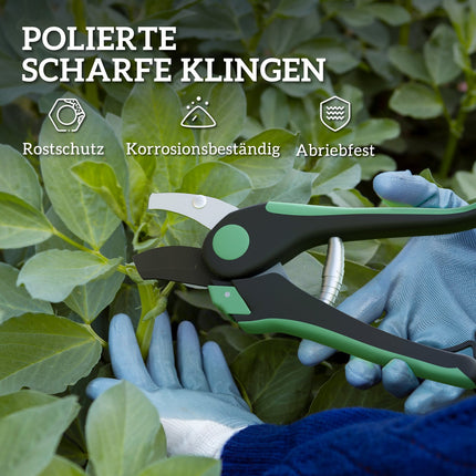 Garden Tool Set – 2 Metal Pruning Shears, Green/Black