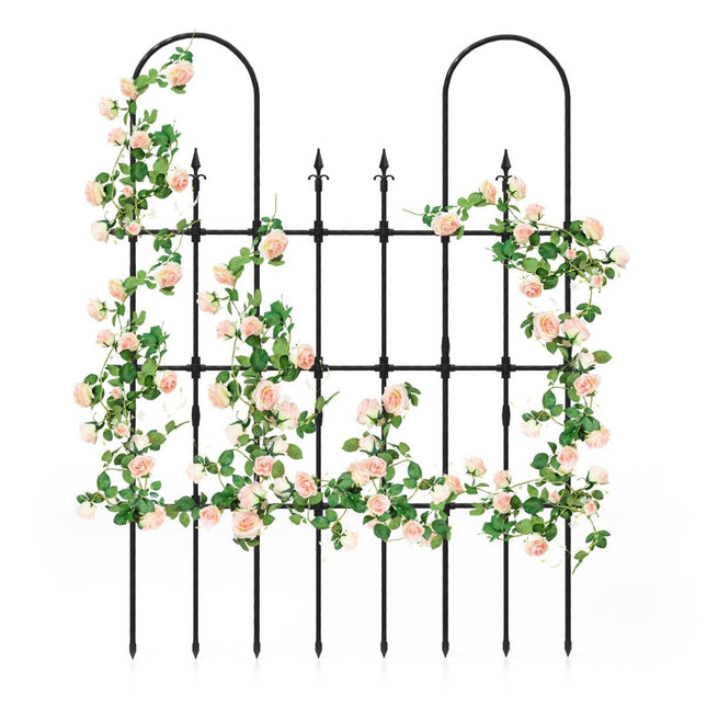 Garden trellis for climbing plants. Rustproof metal plant support frame for raised beds