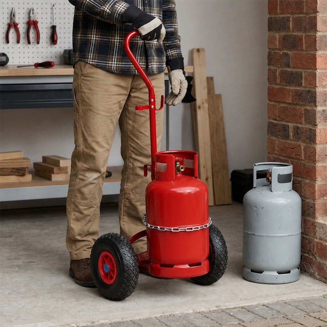 Gas Cylinder Trolley with Handle & Safety Chain