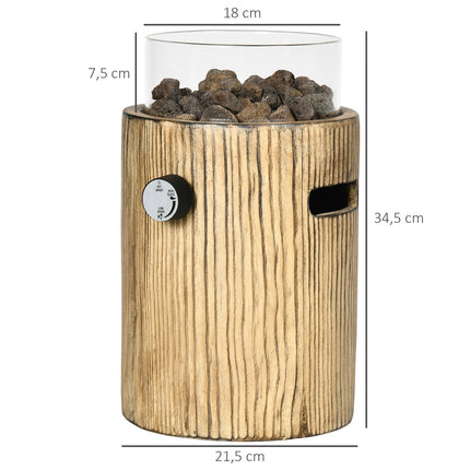 Portable gas fire bowl, wooden look, 10,000 BTU, Ø 21.5 cm