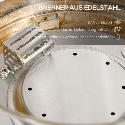 Portable gas fire bowl, wooden look, 10,000 BTU, Ø 21.5 cm