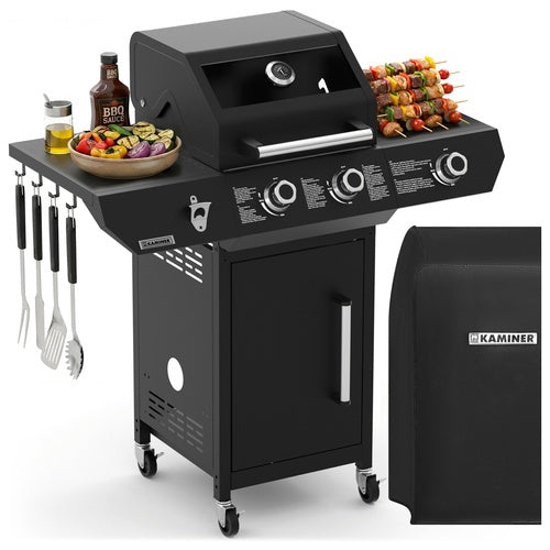 Gas Grill 10kW, Black, Stainless Steel, Rotisserie