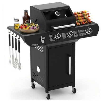 Gas Grill 10kW, Black, Stainless Steel, Rotisserie