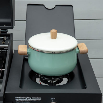 Gas grill BBQ, 3 burners, mobile cart with side table