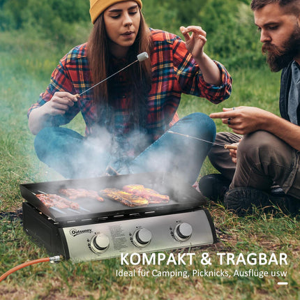 Gas grill with 3 burners, stainless steel for the garden