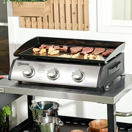 Gas grill with 3 burners, stainless steel for the garden