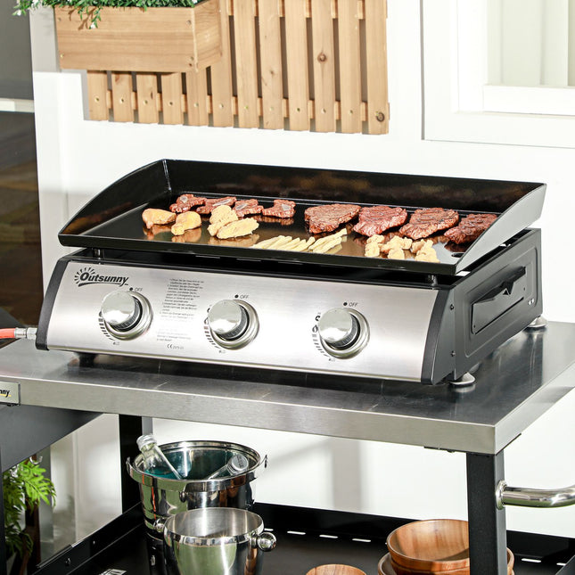 Gas grill with 3 burners, stainless steel for the garden