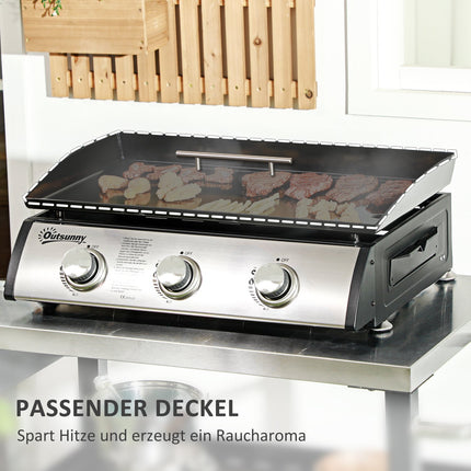 Gas grill with 3 burners, stainless steel for the garden