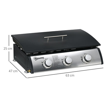 Gas grill with 3 burners, stainless steel for the garden