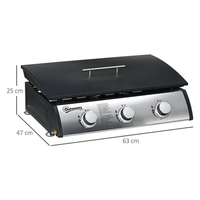 Gas grill with 3 burners, stainless steel for the garden