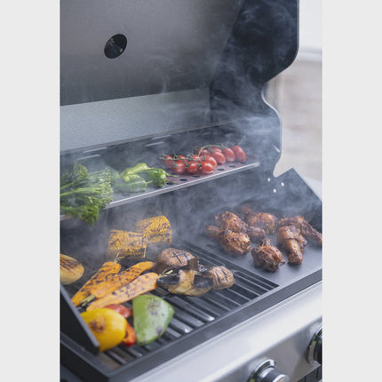 Gas Grill with 4 Burners and Side Burner, 63x38 cm Cooking Area