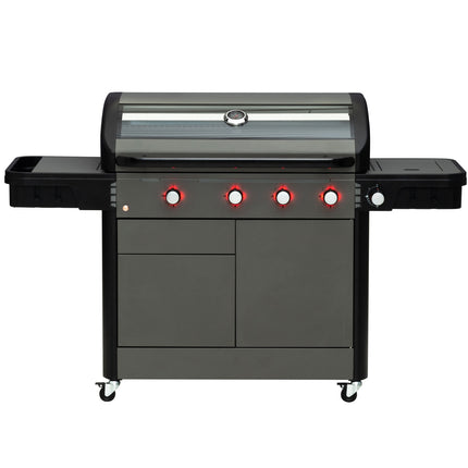 Gas Grill with 4 Burners and Side Burner, 97x48 cm Cooking Area