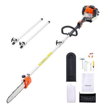 Gas Pole Saw, 25cc 2-Stroke, 12 In Bar, 7–12 Ft