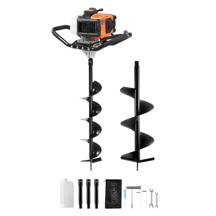 Gas-Powered Post Hole Digger, 52cc with 6 and 10 in Bits