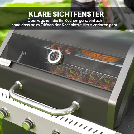 Gas grill cart - 5 burners, thermometer, side shelves